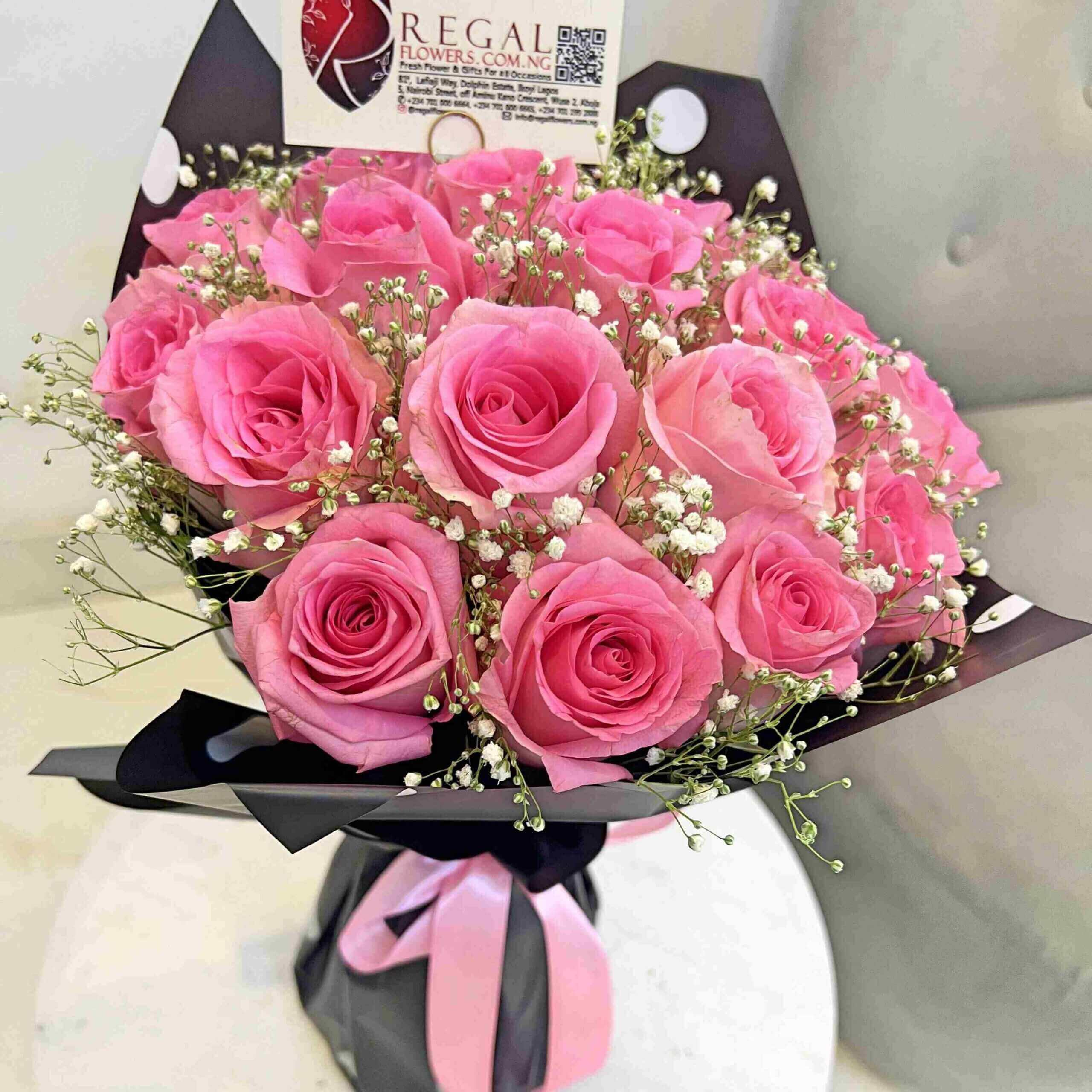 PINK ROSES AND MILLION STARS BOUQUET - Pink Roses and Million ...