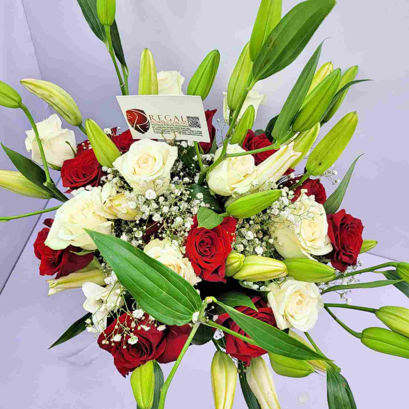 Regal Calligraphy Red Roses White Roses Pink Roses Lillies with Babys Breath 3_25_11zon