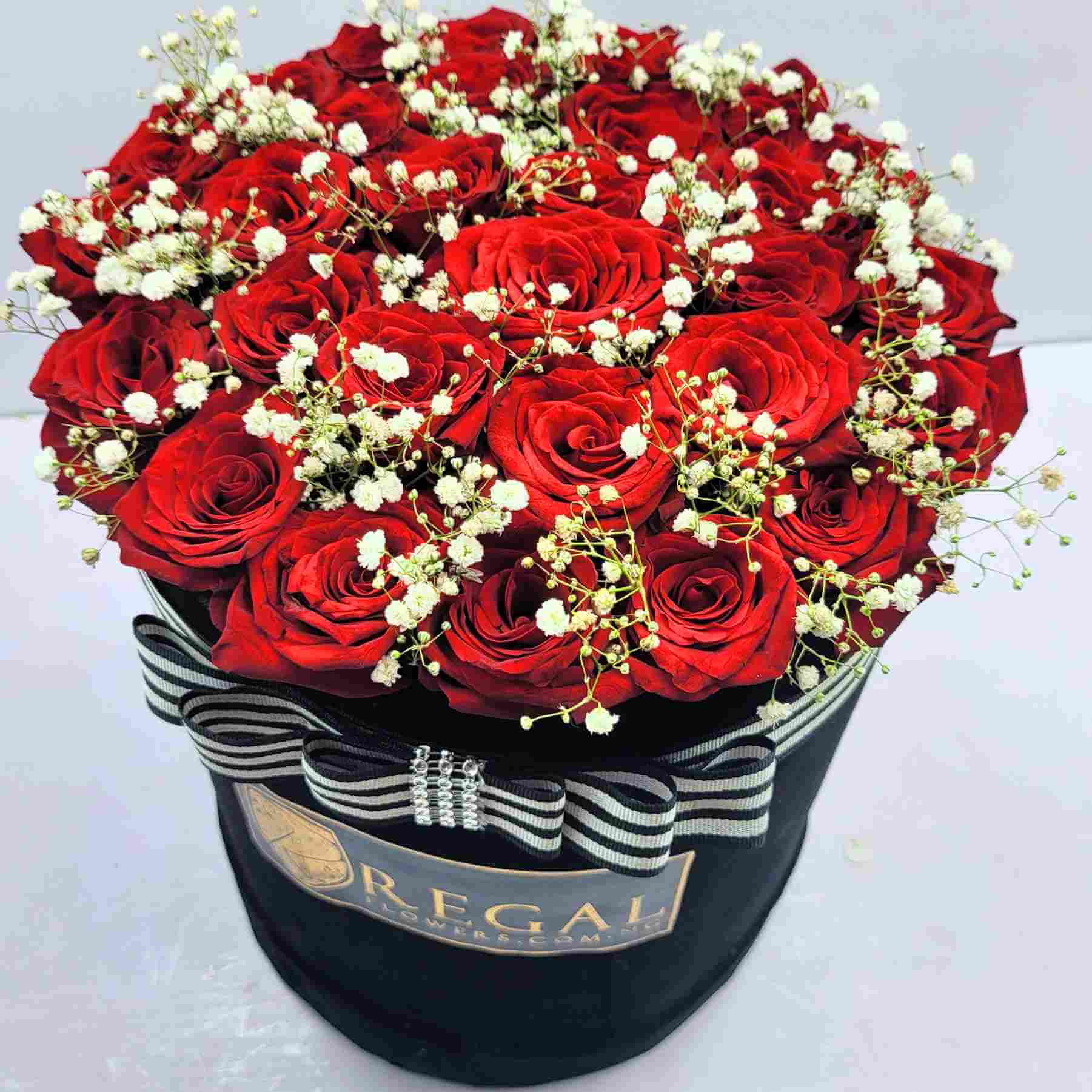 Regal Classic Roses are Red Red Roses with Babys Breath 1_8_11zon