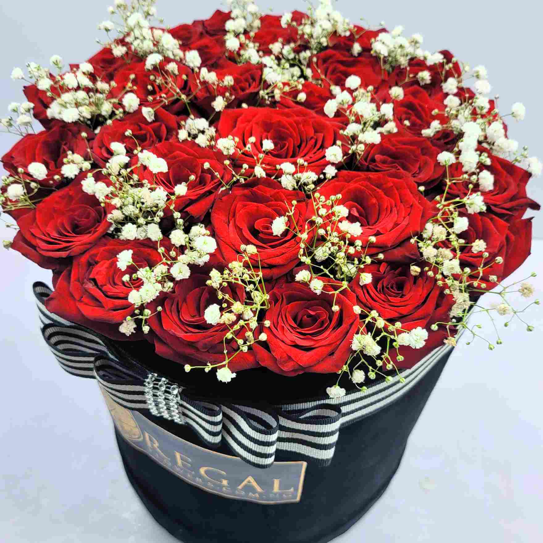 Regal Classic Roses are Red Red Roses with Babys Breath 4_37_11zon