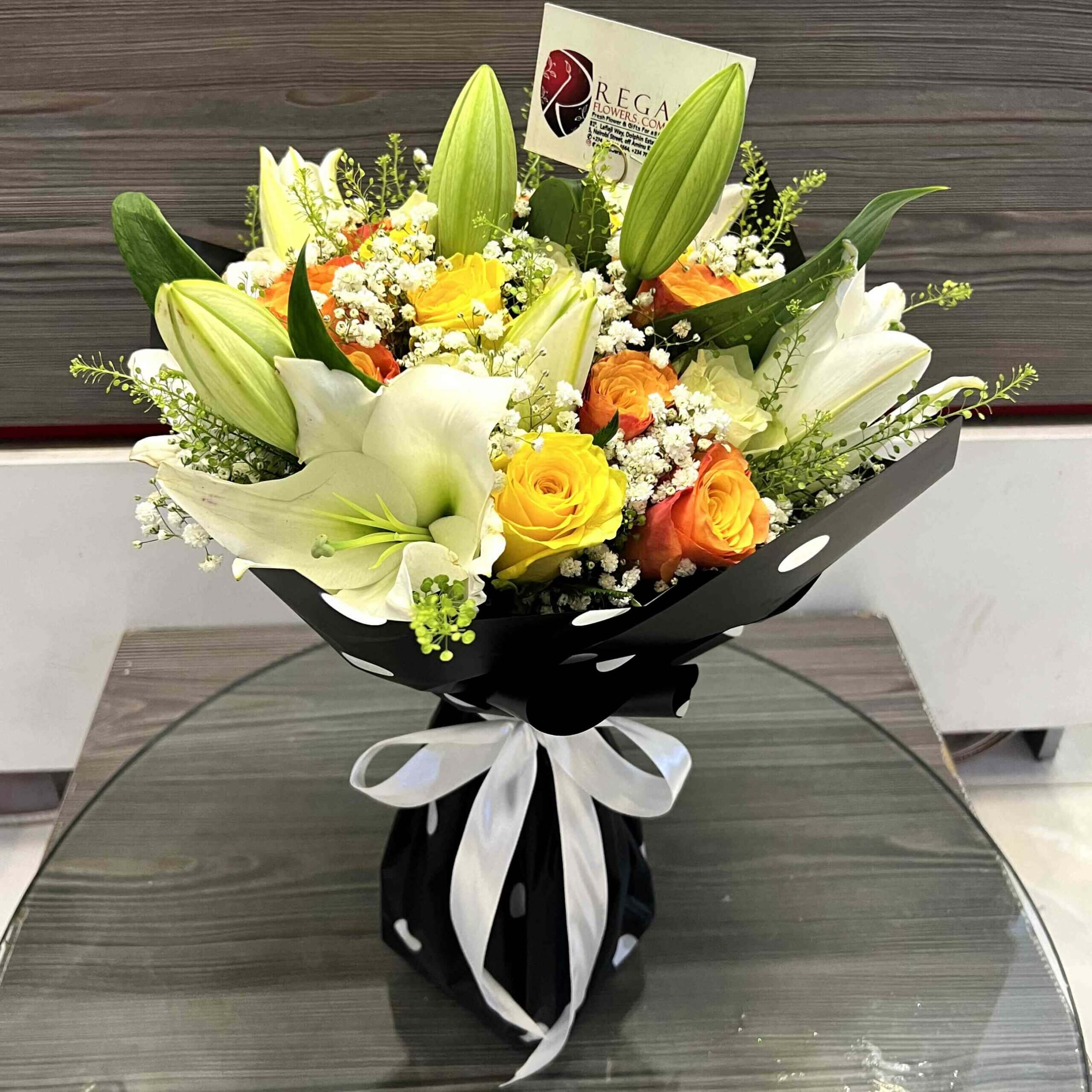 Regal Mixed Roses and Lilies @_11zon