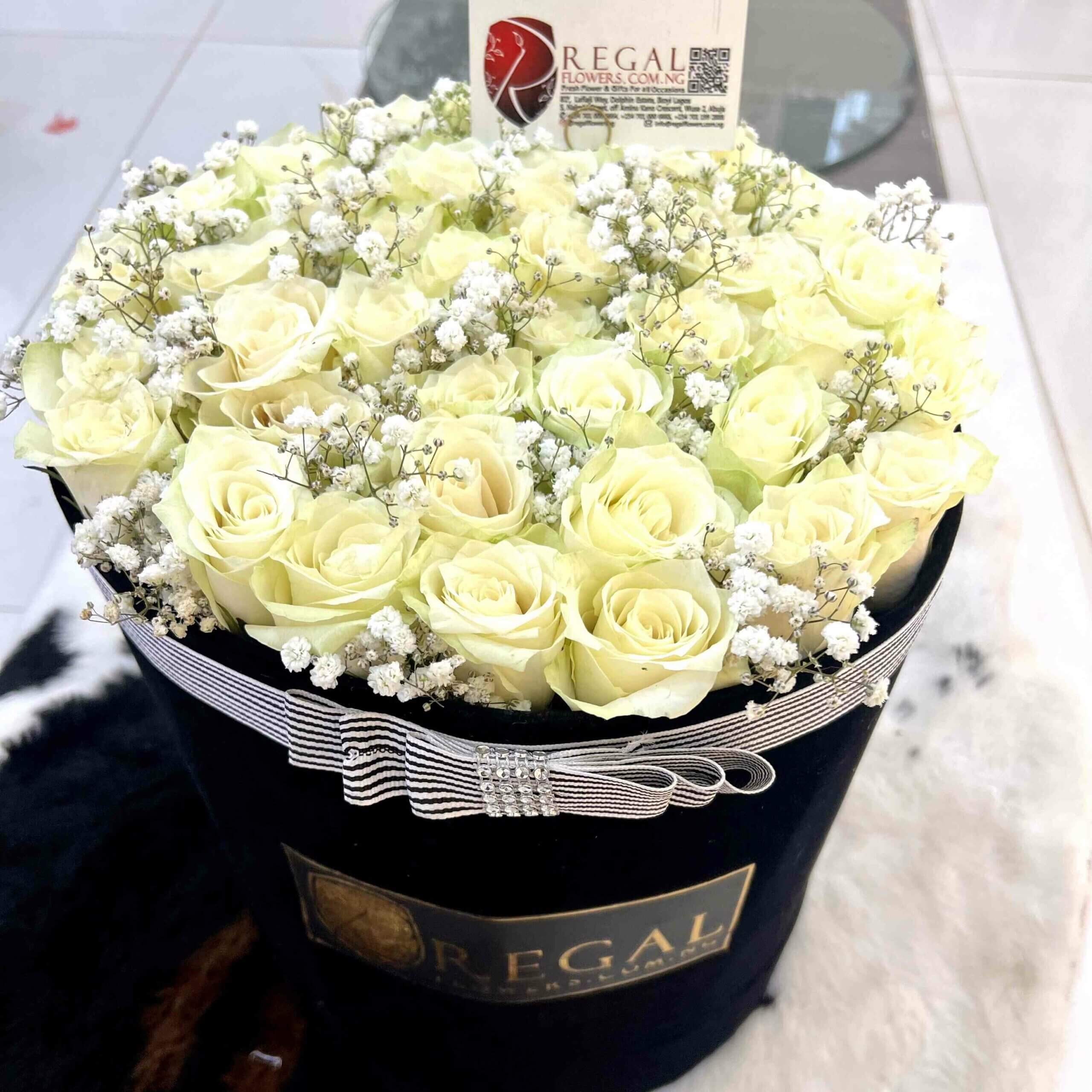 Regal White Roses and Million Stars Box_11zon