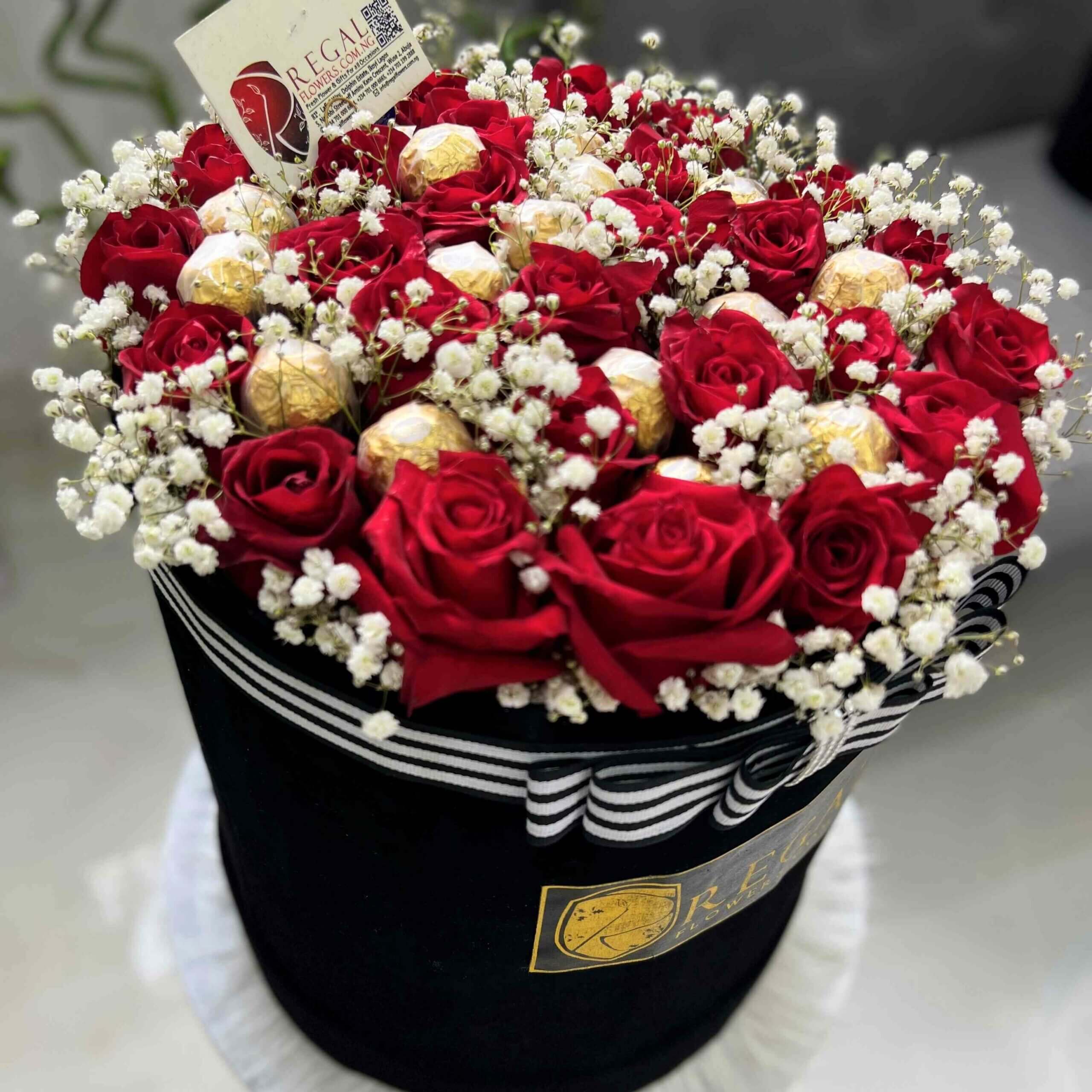 RegalFlowers Box Red Roses and Million stars with Chocolate