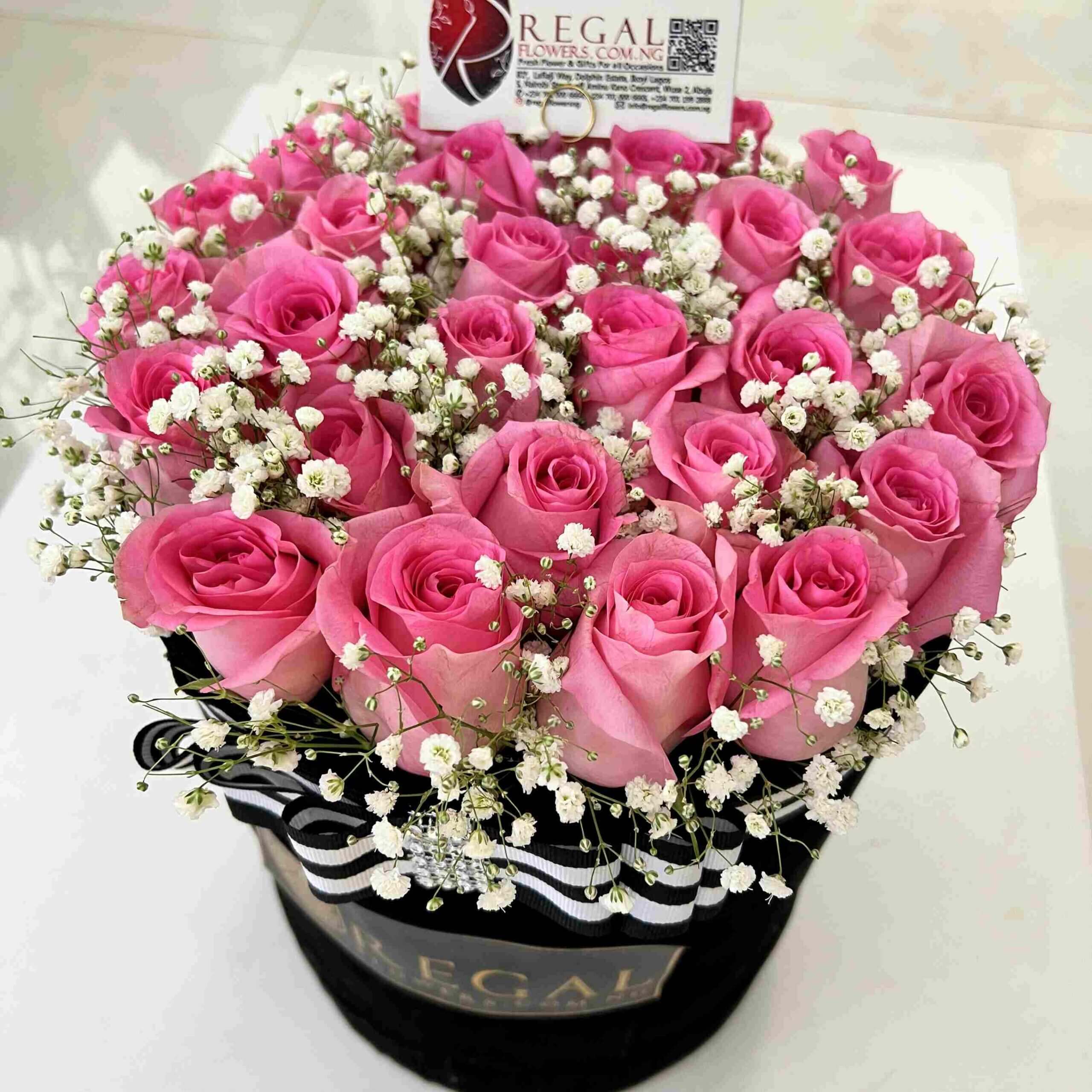 Pink Roses and Million stars Box Arrangement_1