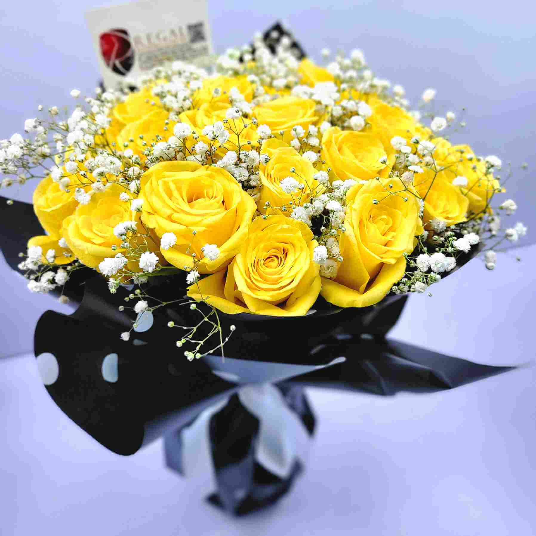 Regal Yellow Sunshine Yellow Roses with Babys Breath_15_11zon