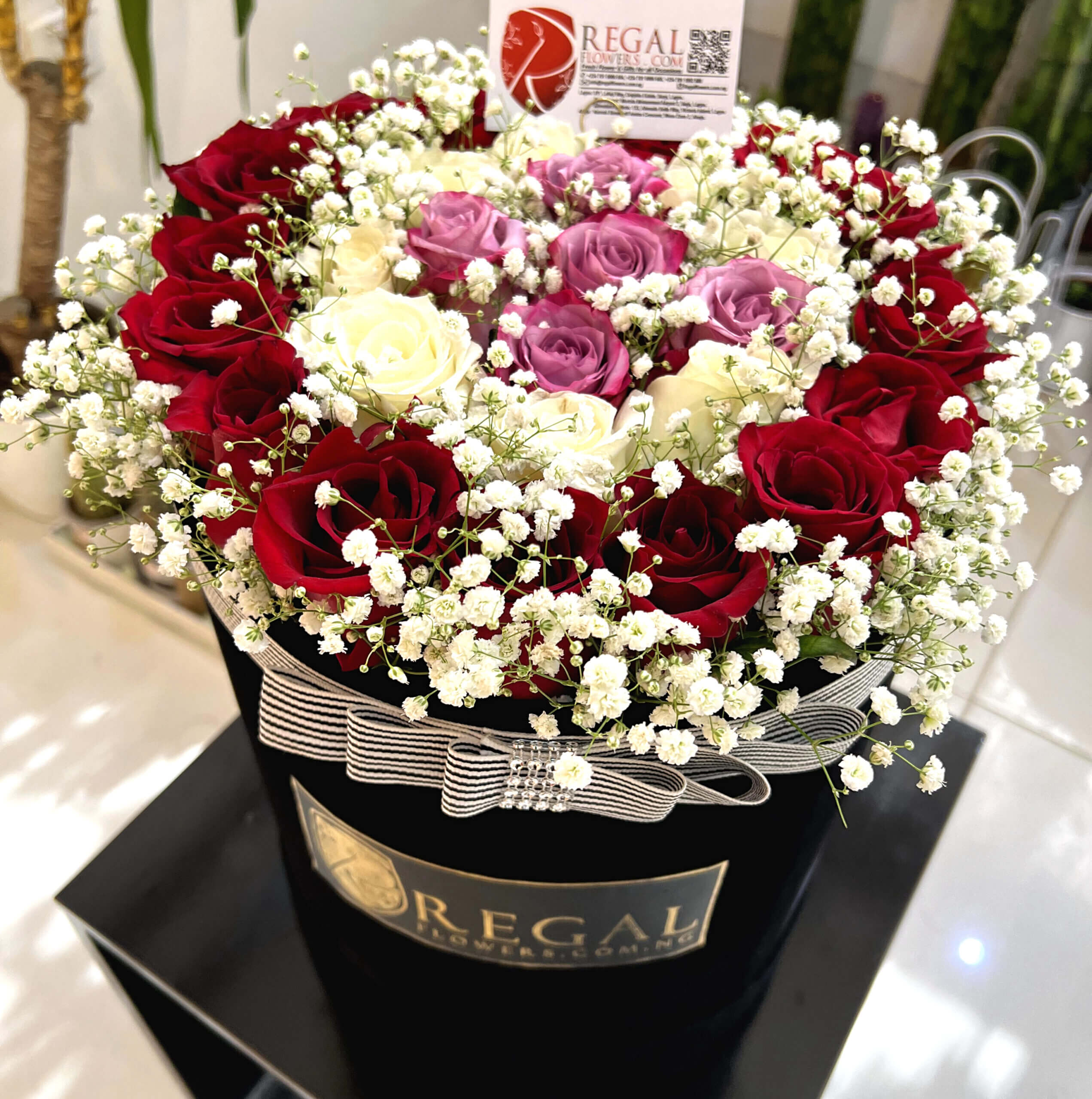 Belleza Red Roses, Purple Roses and White Roses Regal