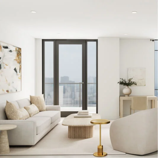 Rendering of living room in Sky Residence C