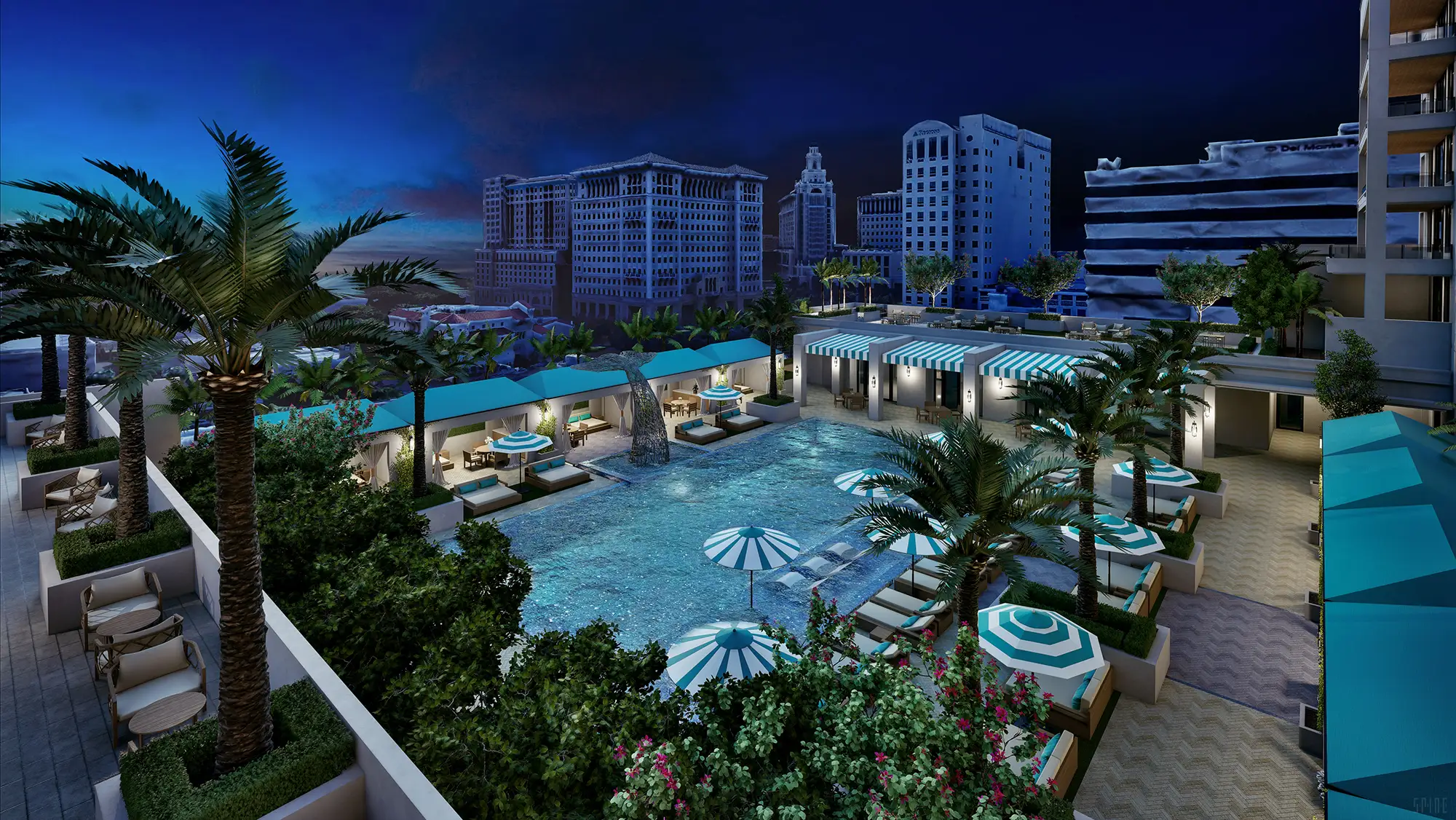 Aerial view of the resort deck at Regency Parc.