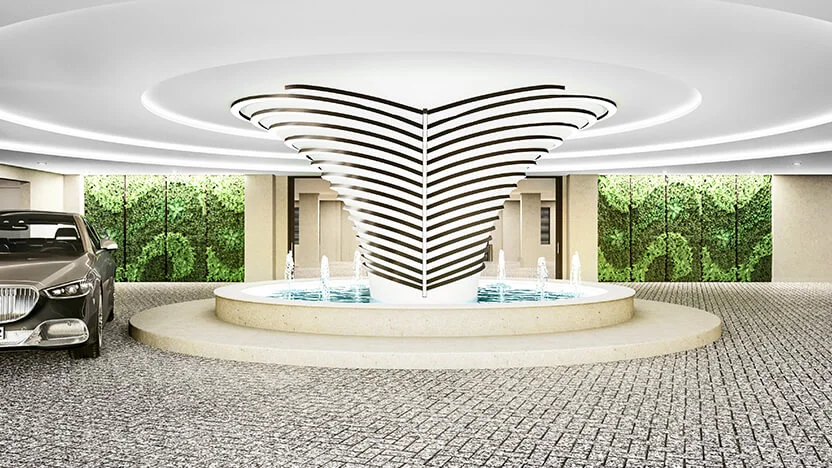 Valet drop off area at Regency Parc in Coral Gables