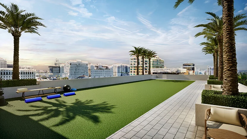 Rooftop yoga yard at Regency Parc
