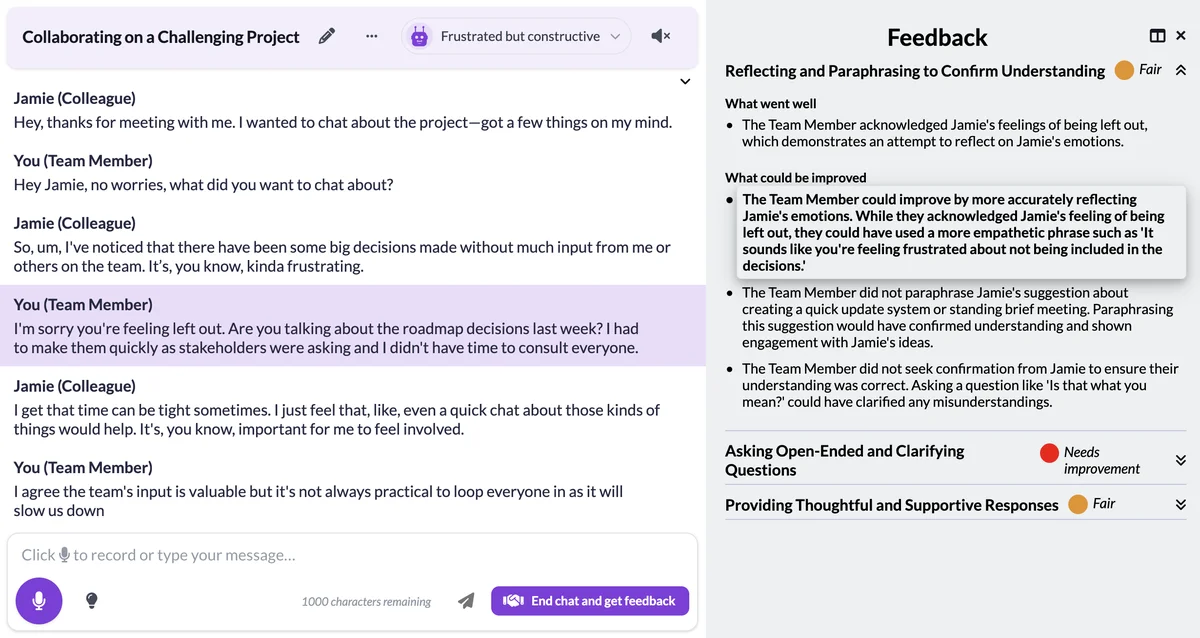 Example role-play scenario type