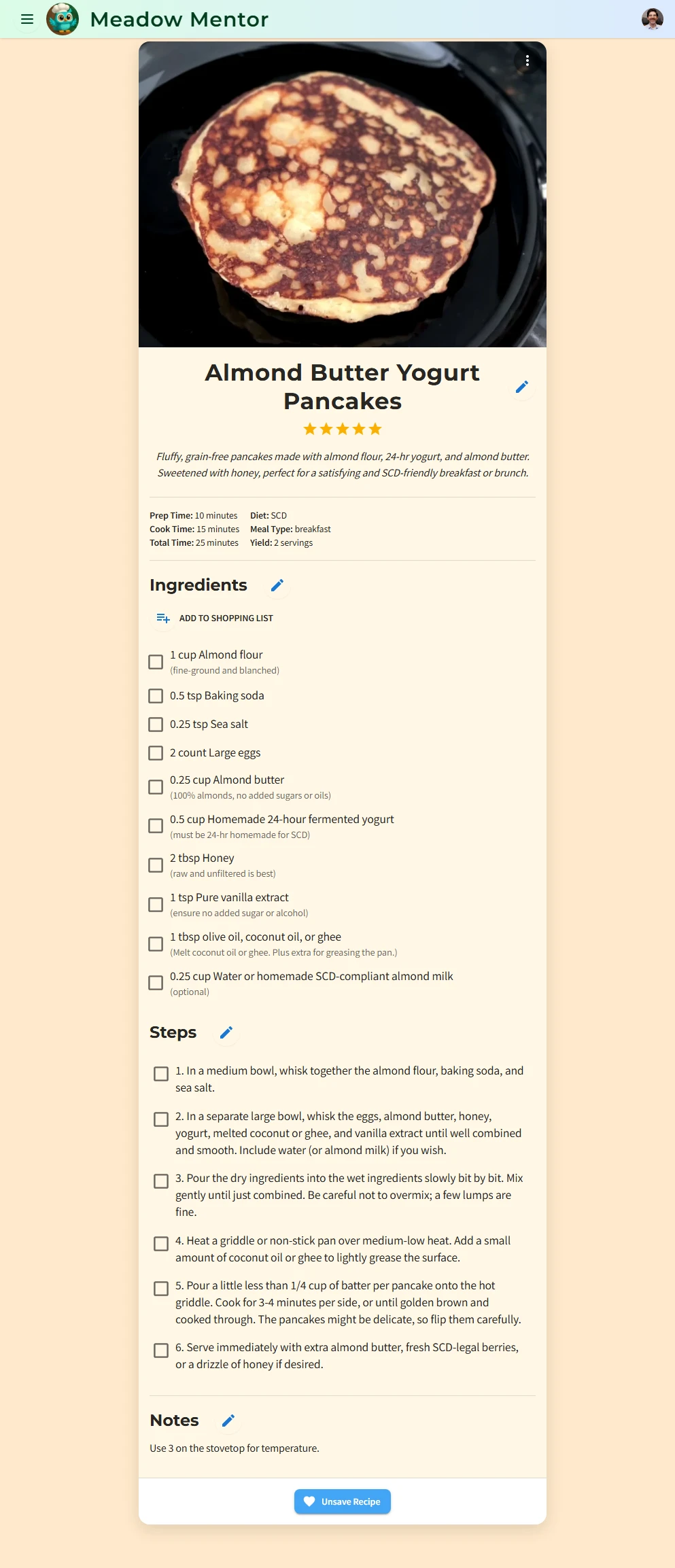 Final full recipe details view