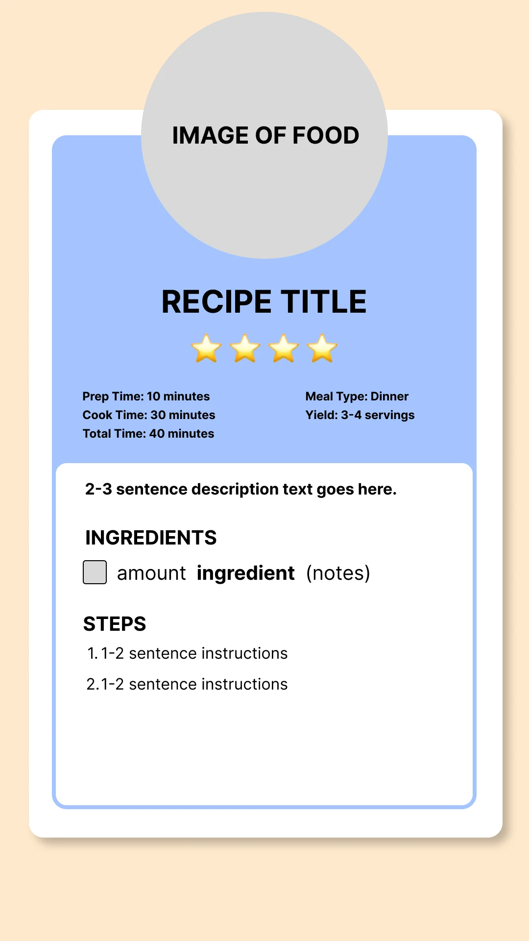 Recipe card component