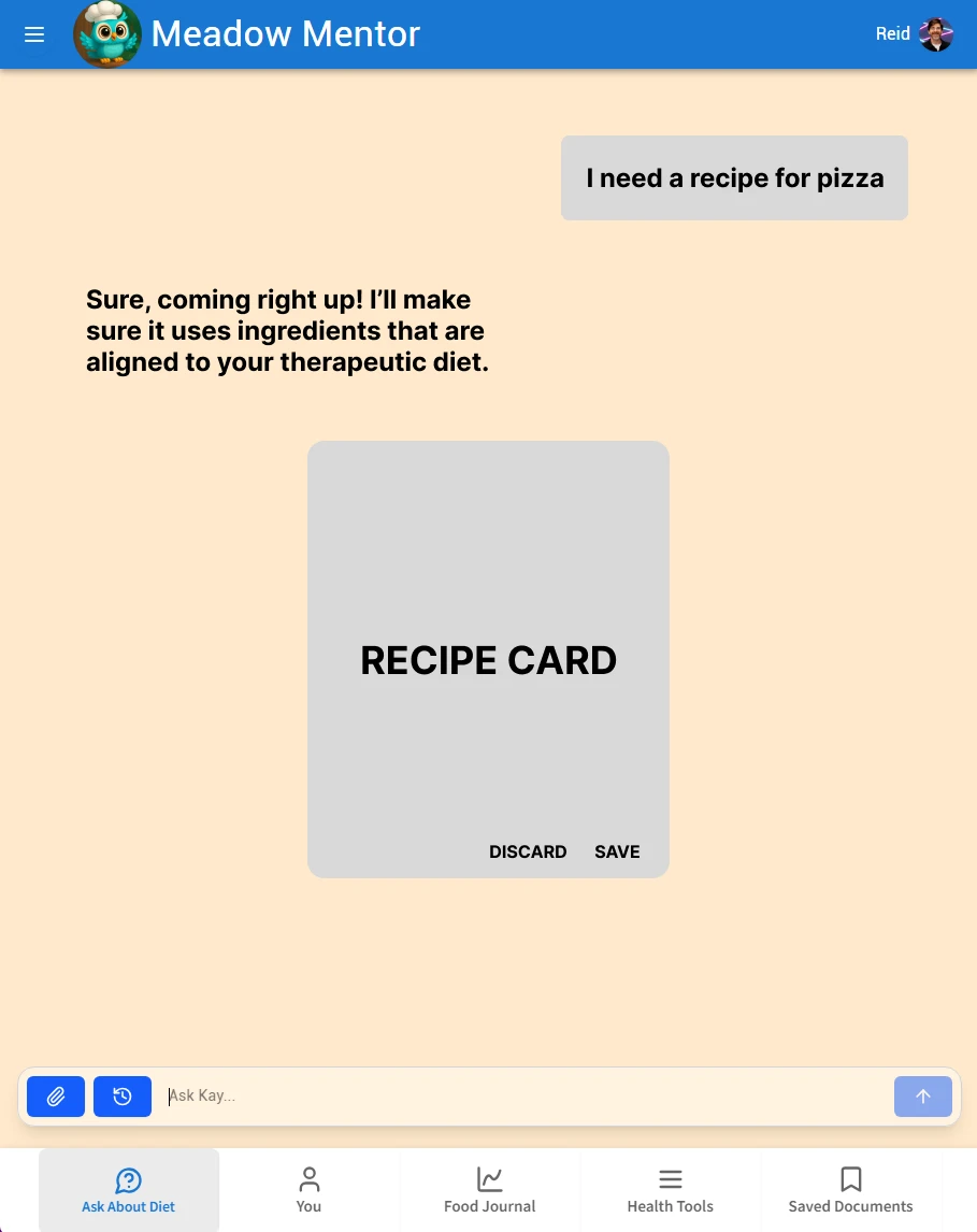Recipe card UI mockup
