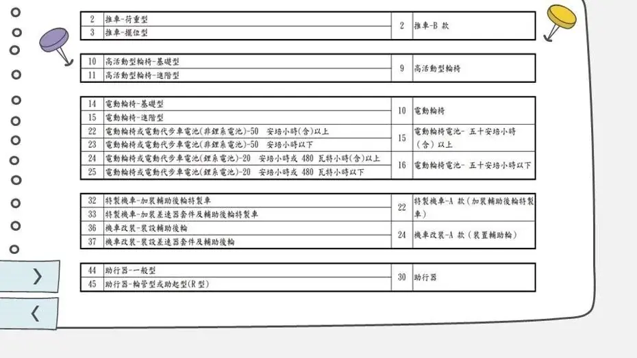 輔具項目細分