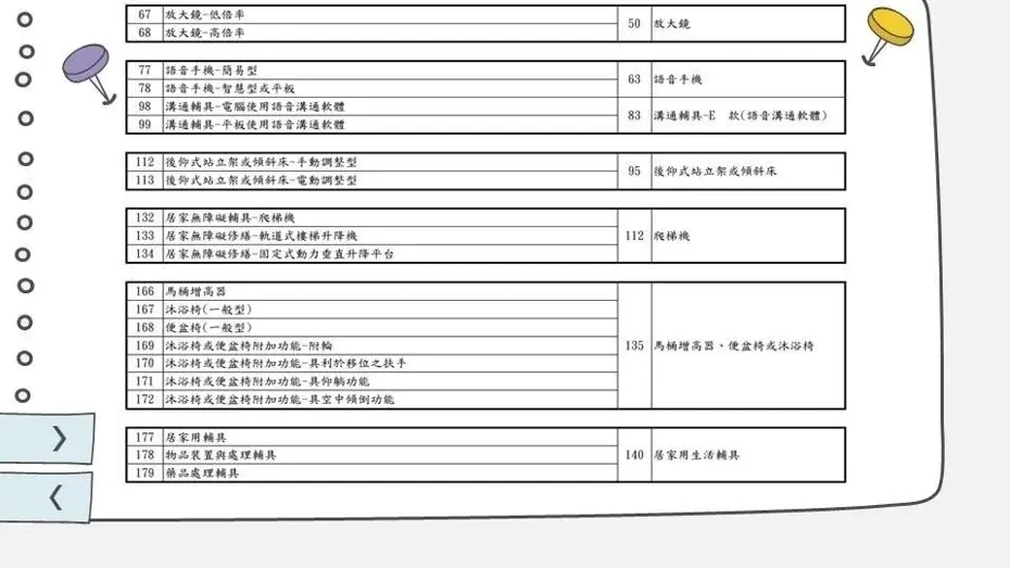 輔具項目細分