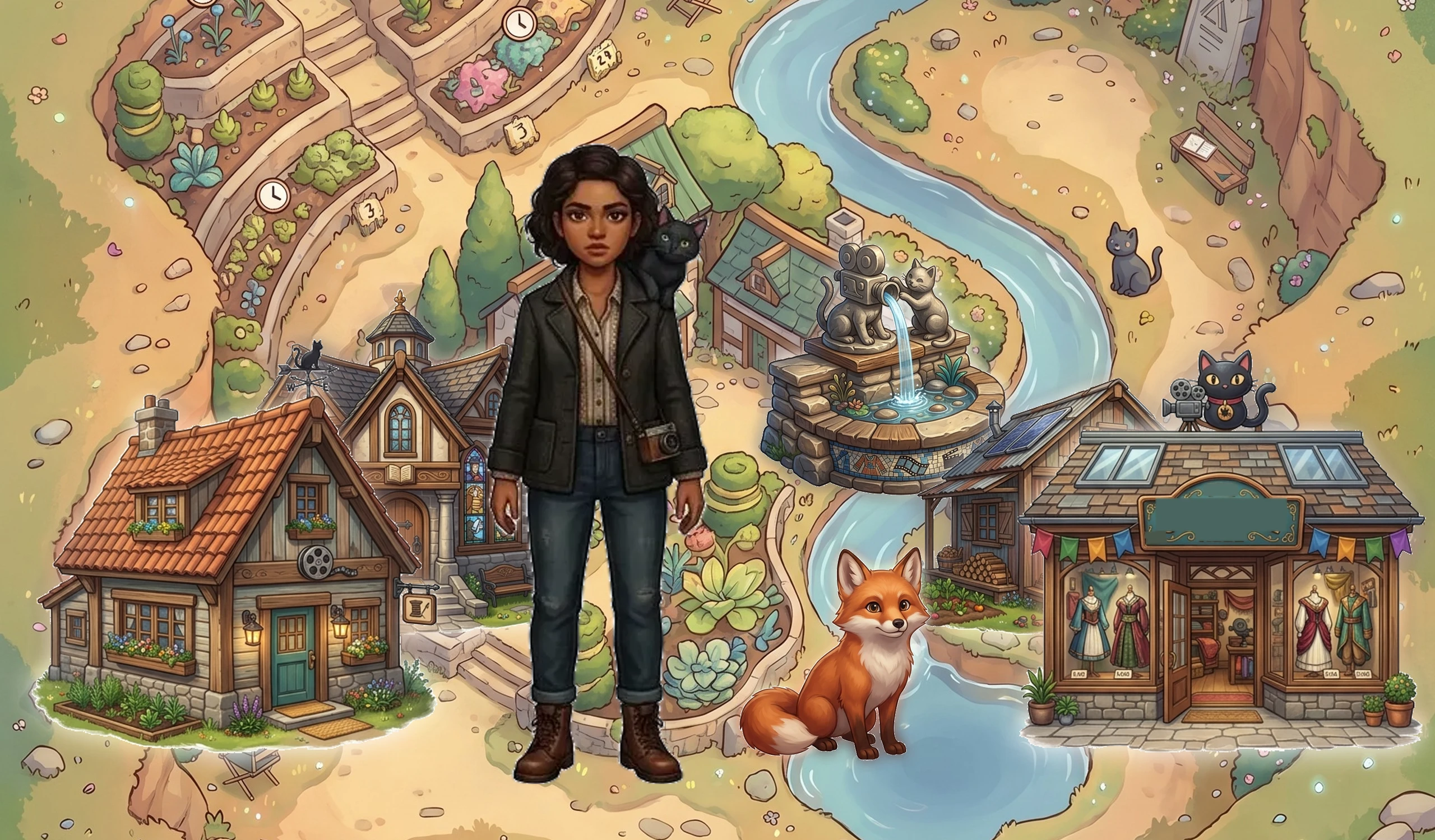 Coastal cliff filmmaker commune with costume gardens Dream Village