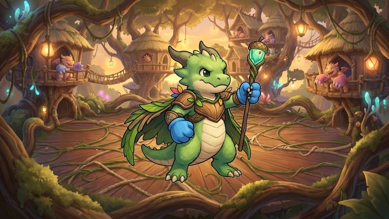 Whimsical treehouse arena with giggling dragon cubs Battle Arena
