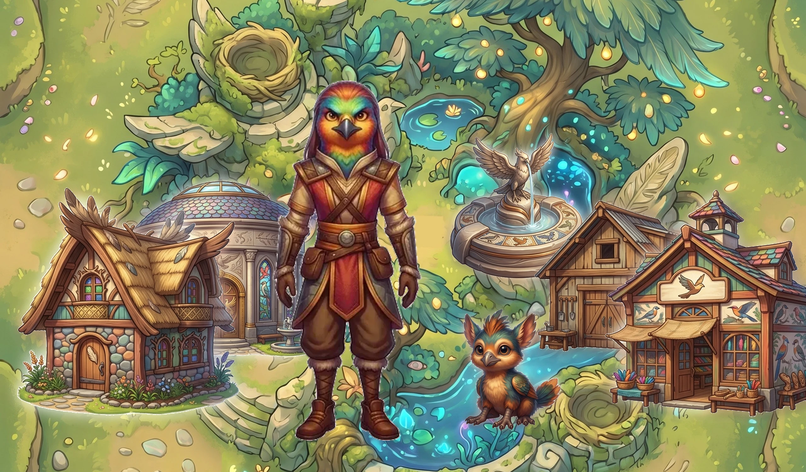 Vibrant avian paradise of historical flight Dream Village