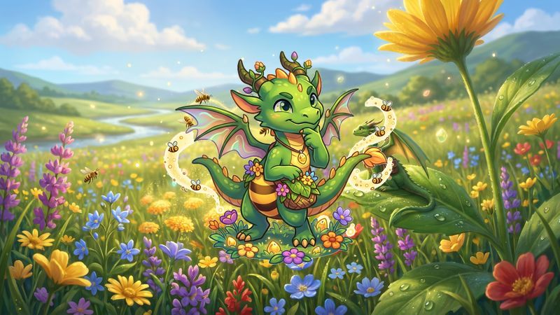 Vibrant flower-filled meadow with glowing pollen gems Jewel Blitz