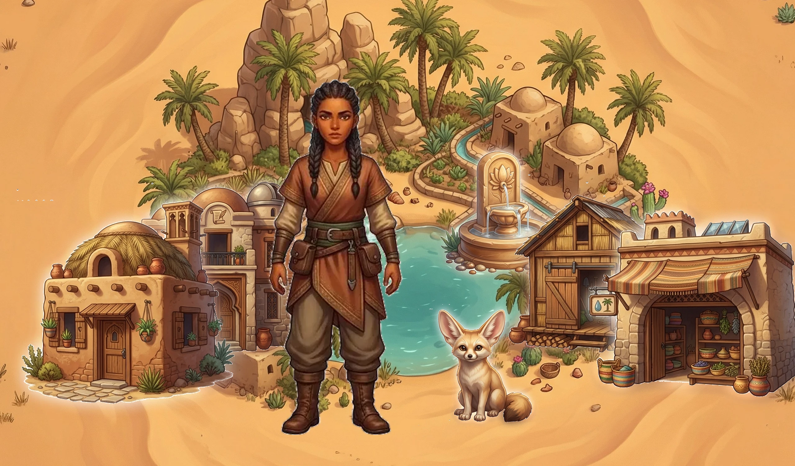 Serene desert oasis survival and sustainable arid living Dream Village