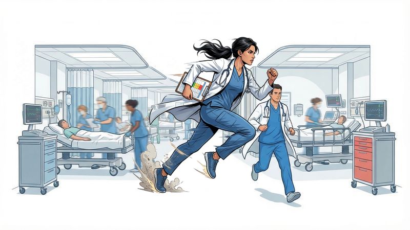 Fast-paced high-stakes hospital emergency room environment Endless Runner