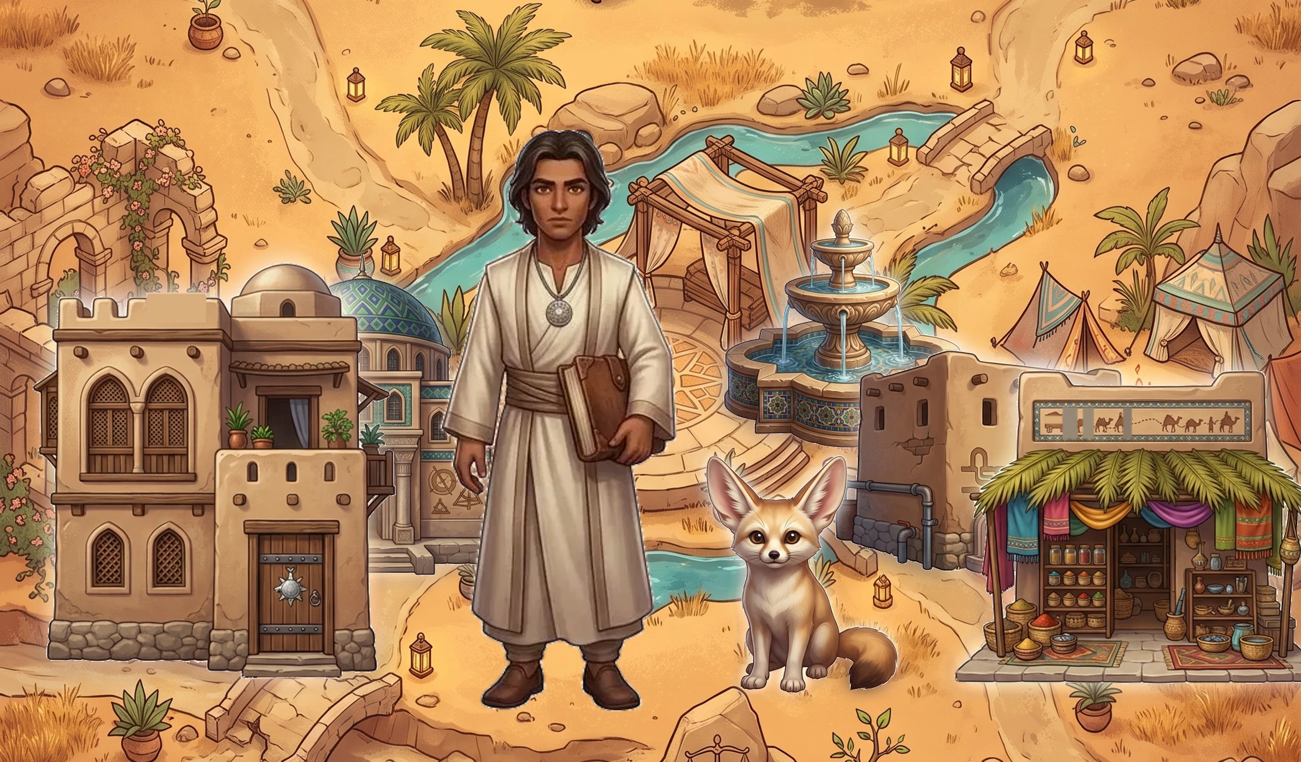 Ancient desert oasis diplomatic crossroads Dream Village