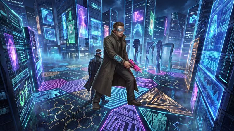A deceptive neon-drenched corporate marketing labyrinth Survivor Storm
