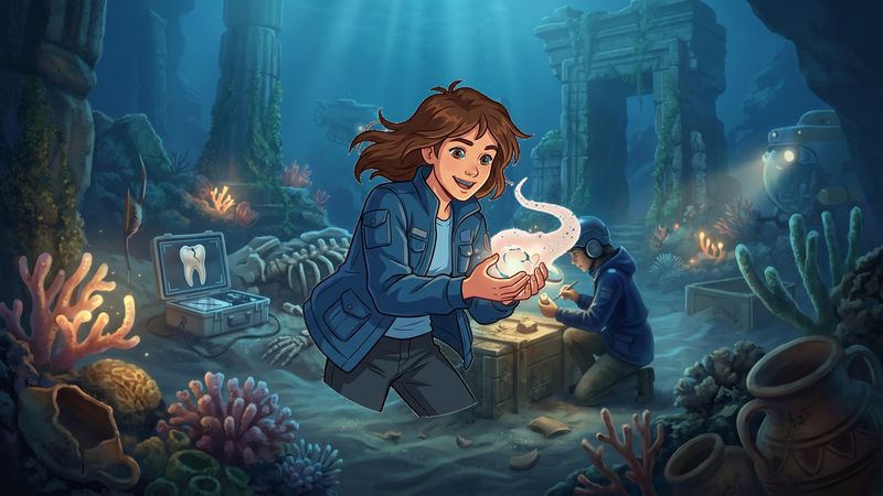 Mysterious deep-sea underwater archaeological excavation site Merge Magic