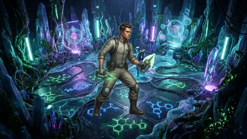 Futuristic bio-hacking laboratory cellular regeneration zone Survivor Storm