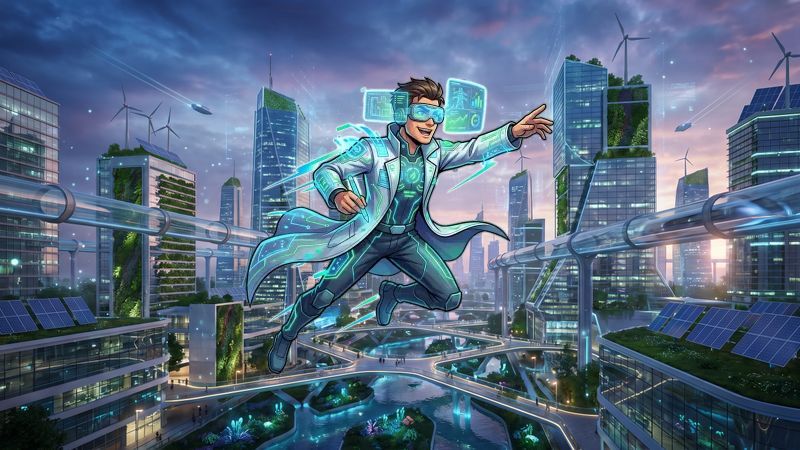 Futuristic Sustainable Smart-city Urban Development Hover Rush
