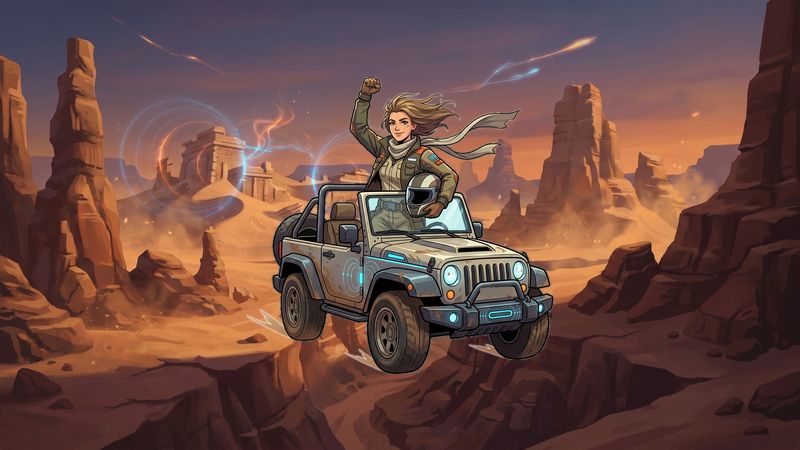 Scorched desert dunes and treacherous hidden canyon ravines Hover Rush