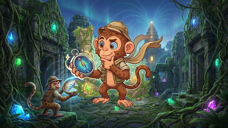 Vine-covered jungle ruins with glowing ancient temple gems Jewel Blitz