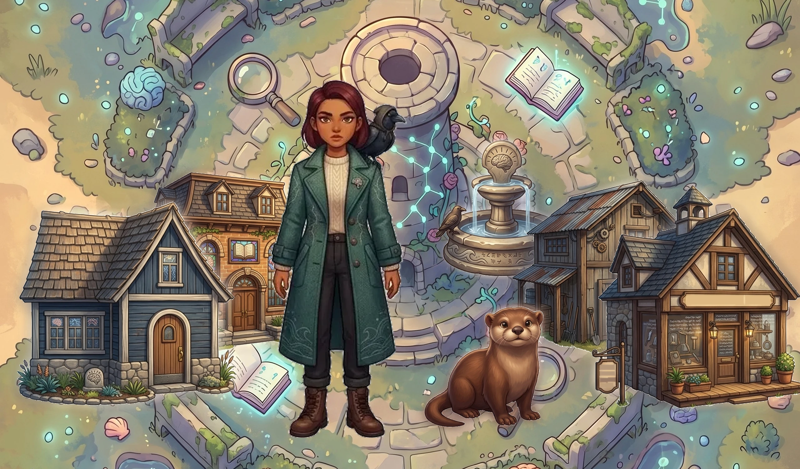 Mysterious coastal lighthouse base and clue garden Dream Village