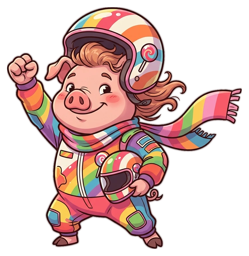 Vibrant candy-land course with rainbow ramps and lollipops Hover Rush