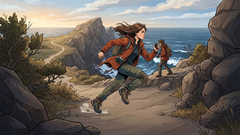 Rugged coastal cliff path with jagged rocks Turbo Dash