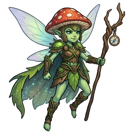 Whimsical toadstool-grove arena with magical pixie-dust atmosphere Battle Arena