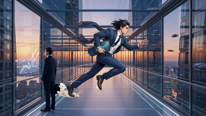 High-stakes corporate glass downtown skyway Turbo Dash