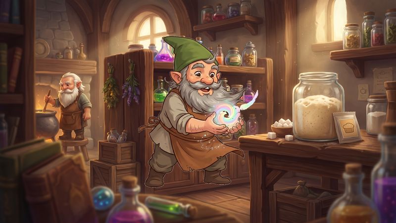 Mystical wizard pantry with bubbling rainbow elixirs Merge Magic