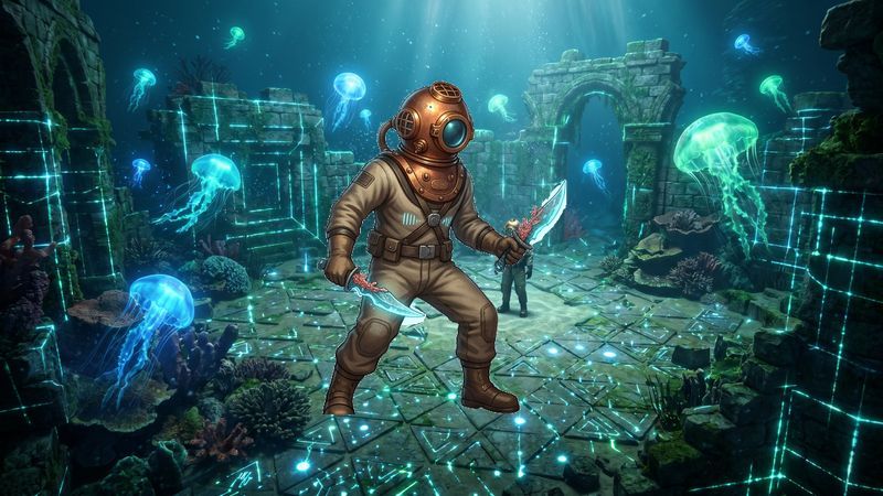 Sunken ancient temple with glowing jellyfish swarms Survivor Storm