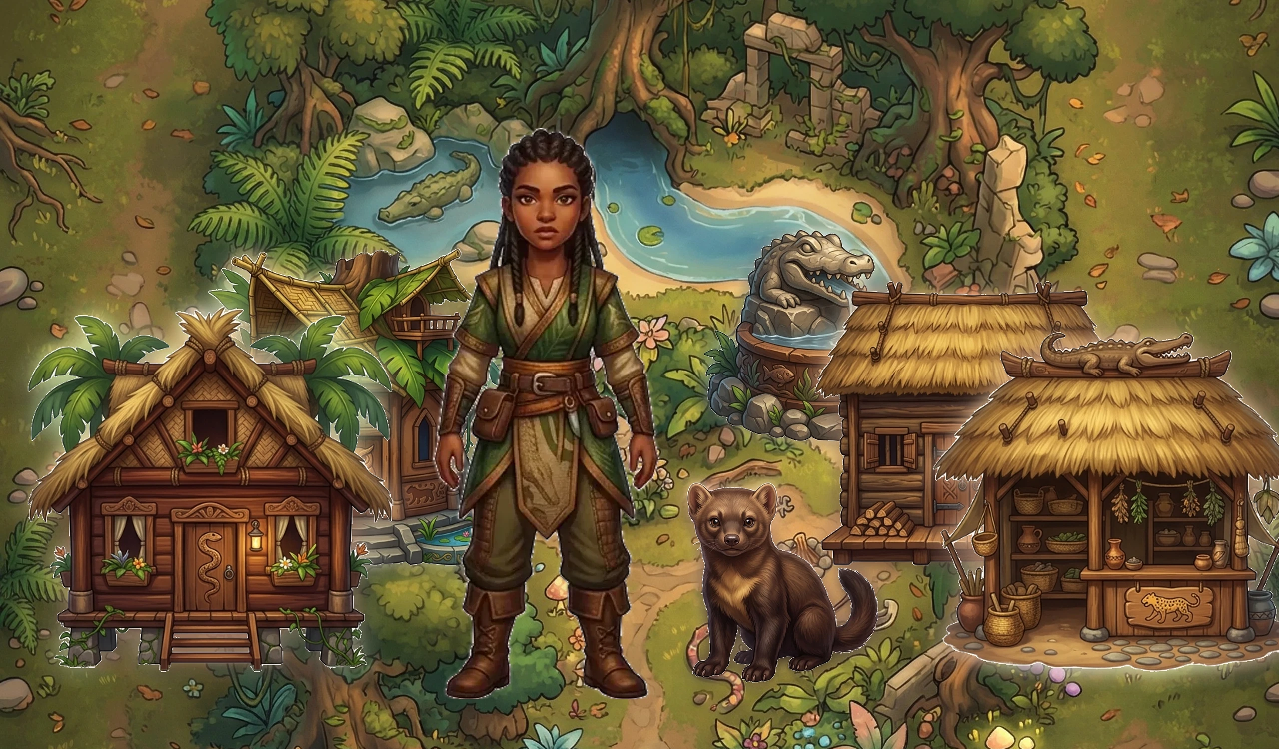 Perilous tropical jungle wilderness and predator habitats Dream Village