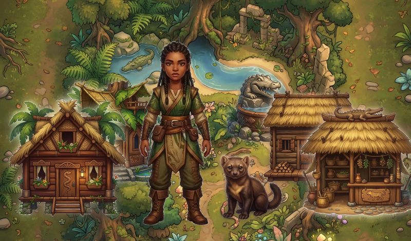 Perilous tropical jungle wilderness and predator habitats Dream Village