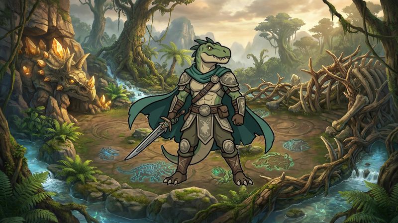 Obscure prehistoric creatures in a lush primeval wilderness Battle Arena