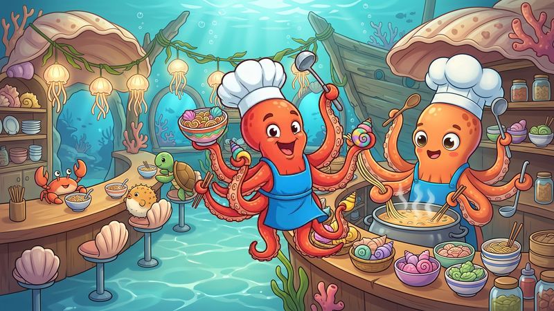 Cheerful Underwater Noodle Shop with Colorful Seashell Ingredients Jewel Blitz