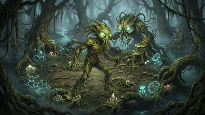 Mysterious murky swamp ecosystem with tangled vegetation Survivor Storm