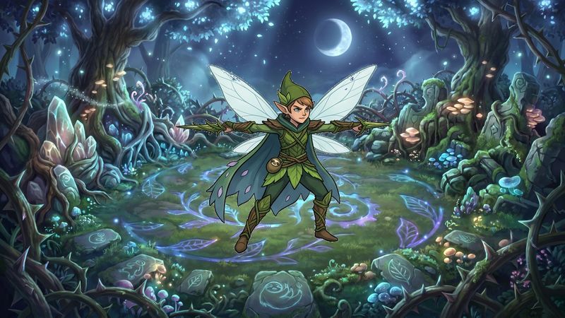 Enchanted moonlit forest clearing with whimsical pixie magic Battle Arena