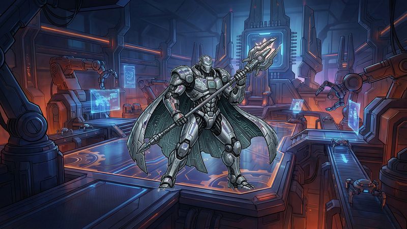 Futuristic industrial robotic manufacturing facility Battle Arena