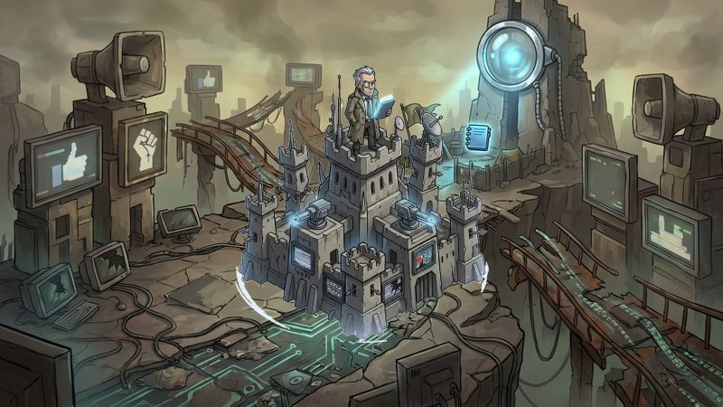 A Dystopian Media Landscape Filled with Simplistic Soundbites Tower Defense