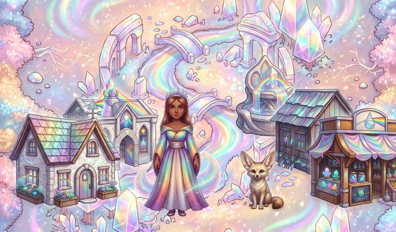 Vibrant Prismatic Skies and Iridescent Architectural Wonders Dream Village