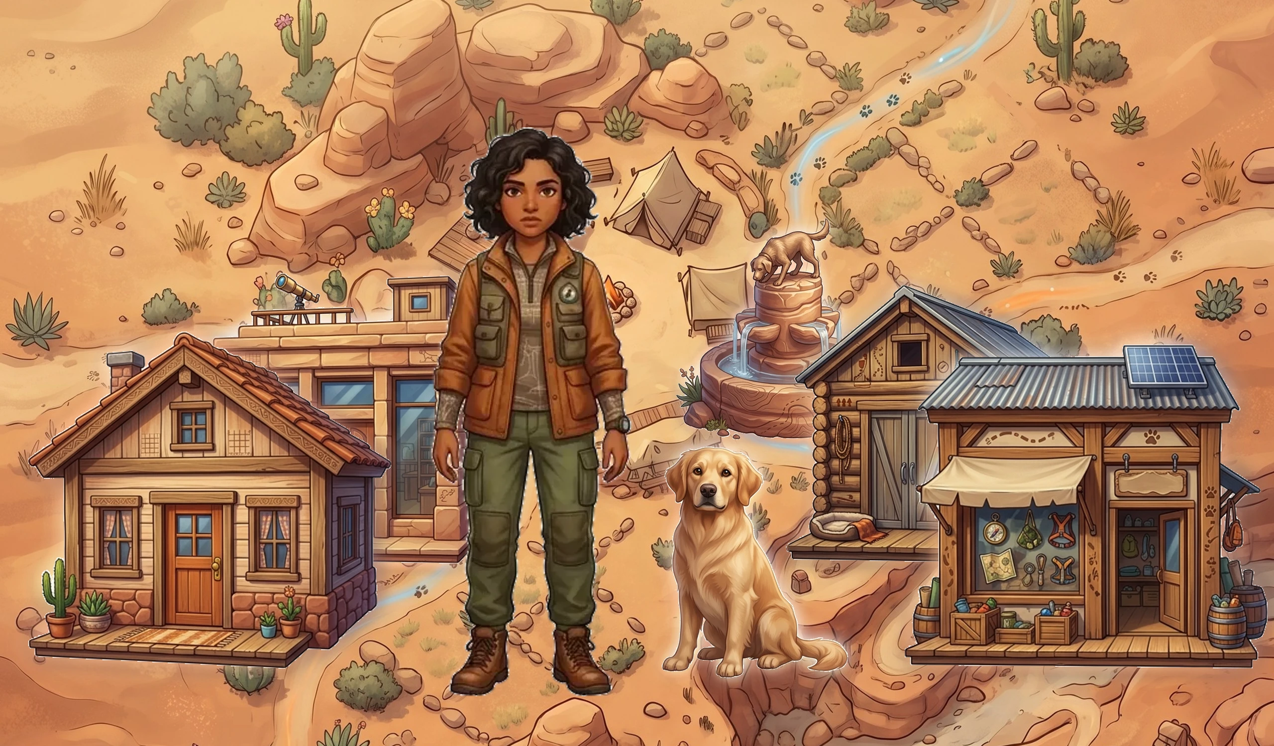 Serene desert plateau wilderness base camp Dream Village